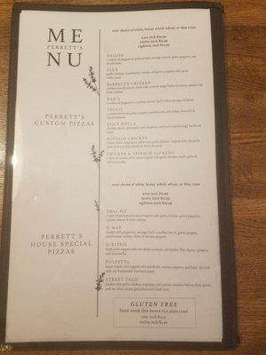 New pizza menu