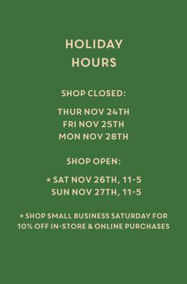 Upcoming Holiday hours for the Shop, Laundromat Open 24/7