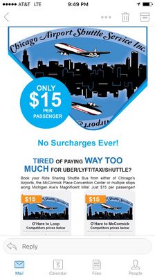 Only $15 to O'Hare !