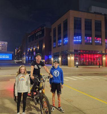 Mars and the kids.  We were thankful we didn't have to walk after the game!!