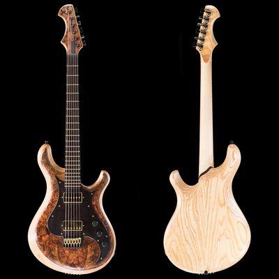 Xylem custom baritone guitar, swamp ash/maple burl body