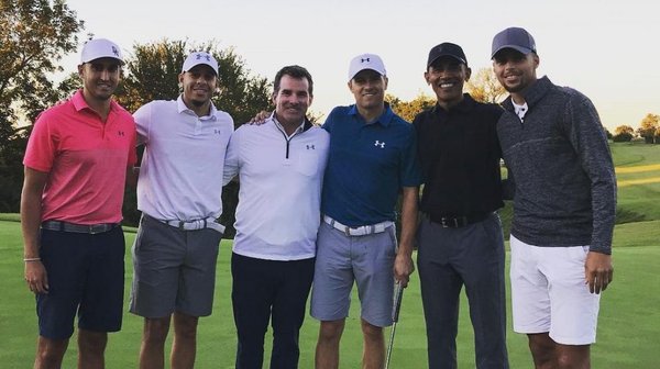 Under Armour founder and CEO Kevin Plank and some golfers wearing UA gear. You might recognize some of them. Source: Golf News Net.