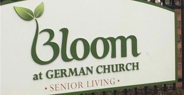 Bloom sign by drive on German Church