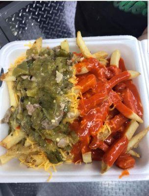 Xmas Chile Cheese Fries!