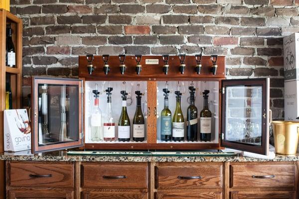 Our Wine Keeper allows us to offer you free samples of up to 8 different wines on a rotating basis any time we are open!