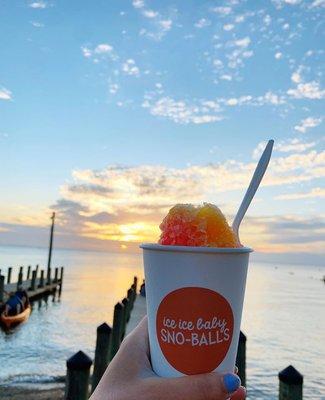 Sunset on the Mobile Bay with an ice ice baby Fairhope sno-ball