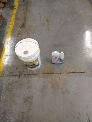 You can see the difference it protects your concrete floors