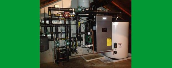 Ken Massa Plumbing & Heating modulating condensing gas boiler high efficiency with indirect water heater installation.