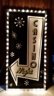 Light up the night with this huge Casino Night Sign!