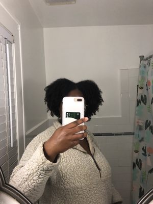 This was my hair after being washed and styled at home (five hours after my appointment at the CT Curly Salon)