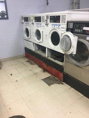 Broken machines, damaged floors