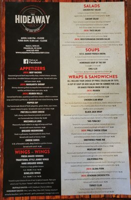 Menu as of 7/19/2022