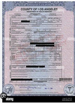 Death certificate sample