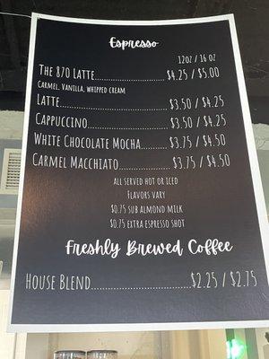 Coffee Menu 2