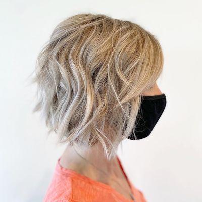 Textured bob and blonde by Kristina