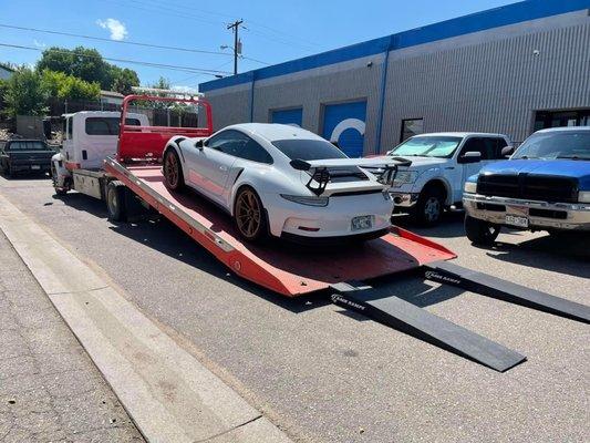 One of our clients Porsche GT3 taken to the shop to get a custom engine built