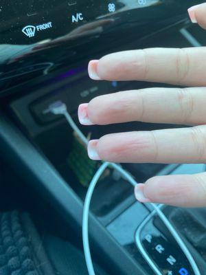 You can see under my middle finger where chunks of power was left. There is more under my other hands nails.