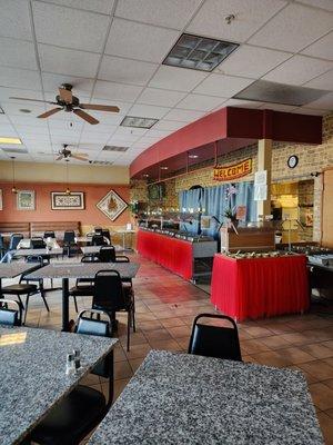 Buffet and dining area