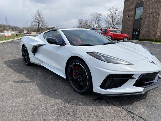 C8 corvette in for paint protection film and our entry level ceramic coating service