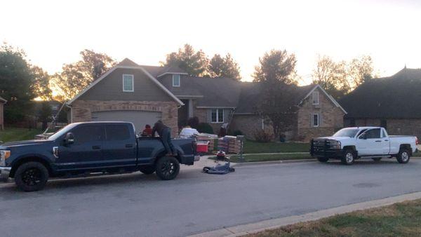 Early morning picture of a jobsite being setup.