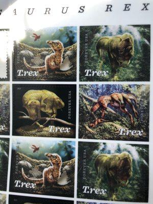 Haha! They were out of Christmas stamps so folks are getting these dinosaur stamps