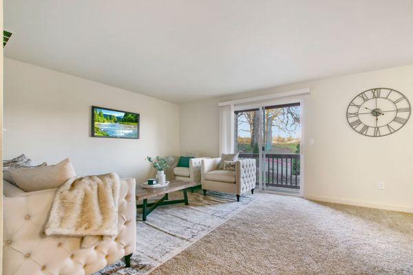 Living room looking out over porch/deck