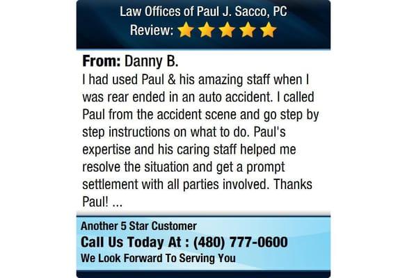 Law Offices of Paul J. Sacco, PC reviews
 4500 S Lakeshore Dr # 540, Tempe, AZ 85282
 (480) 777-0600