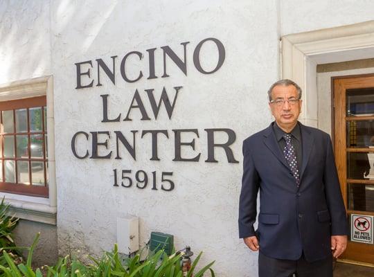 Standing in front of the Encino Law Center, where my office is located.