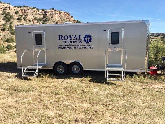 Here is an example of one of our Portable Restroom Trailers.