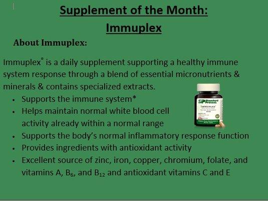 Our December Supplement of the Month.  Help support your immune system and stay healthy this Holiday Season.