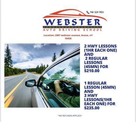 Got your License?? Great!! Take advantage of our Highway bundle lessons. Book your next lesson!! Visit us!