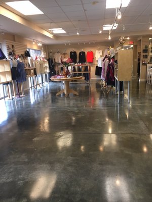 The clothes section of the shop.