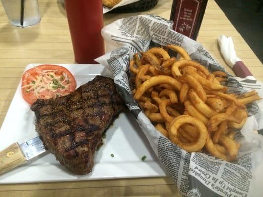 Top sirloin steak w curly fries