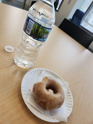 Water and 1of those wonderful Washtenaw donuts before the Saturday morning physics lecture