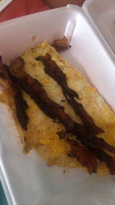 This is supposed to be a bacon and egg platter smh ‍ cold eggs and burnt bacon