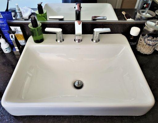 New Vessel Sink & Widespread Faucet!