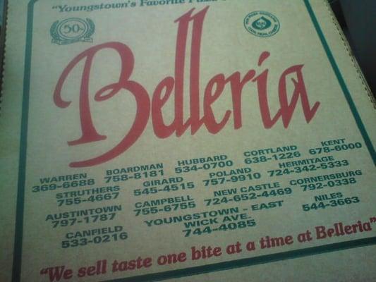 The belleria box with the different locations