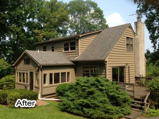 After receiving two coats this house looked new again. 