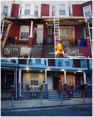 Two row homes with completely renovated front porches. Added beautiful outdoor recessed lighting and fresh paint jobs.