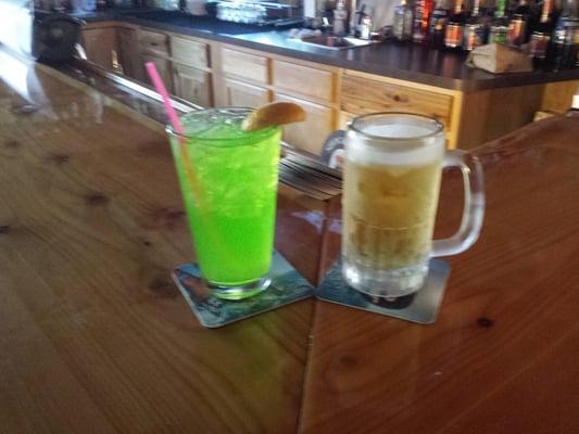 Ice cold mug of beer..& a Bifl..aka Bigfork lemonade..mmmm