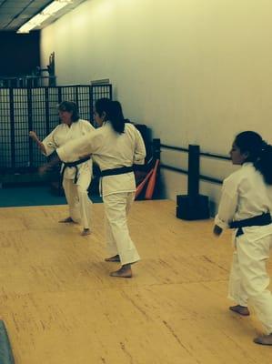 The ladies do some group kata