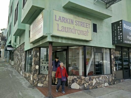 The well-worn front of the laundromat