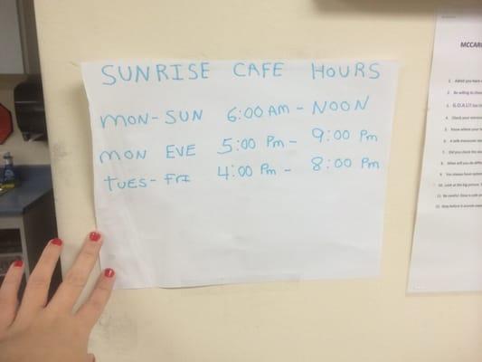 Cafe hours. Drivers with ID only