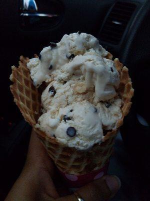 Yum! Cookie dough waffle cone