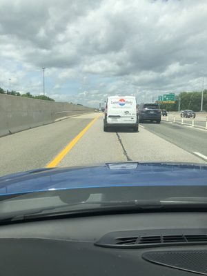 Rolling road block. I was the last to get by, 3 others stuck behind him before me!