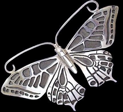 Butterfly Pin; sterling silver