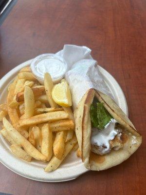 Chicken pita and fries