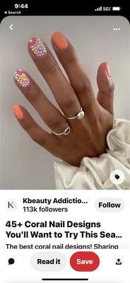 This was my design desire.. look at what they fashioned my nails to look like. Don't ever go unless Natie the owner is there.