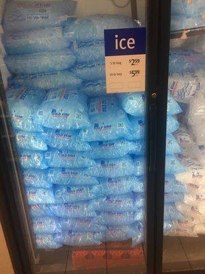 Small and large bags of ice