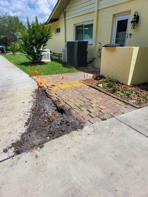 Before unsafe broken pavers